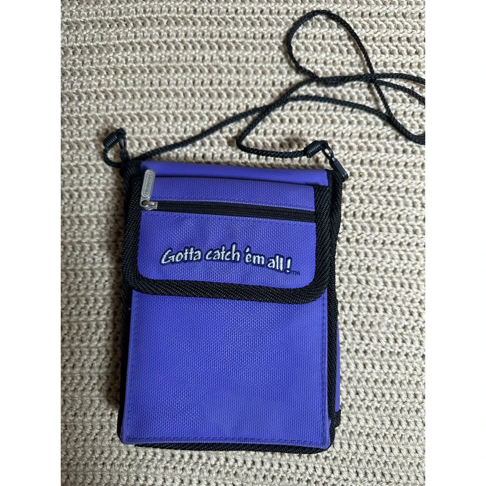 Vintage Pokemon Lugia Ho-Oh Purple Canvas Crossbody Travel Wallet Neck Pouch Bag